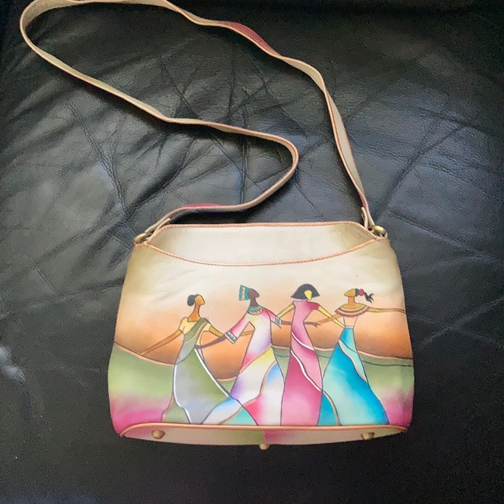 Hand Painted Leather Crossbody Purse